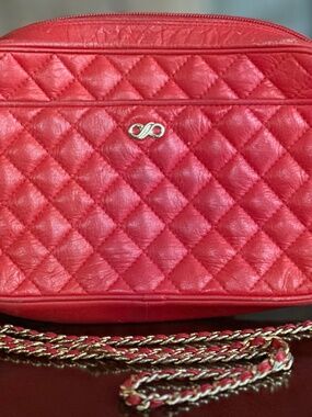 Handbag, Vintage Koret Red Quilted Crossbody Bag
